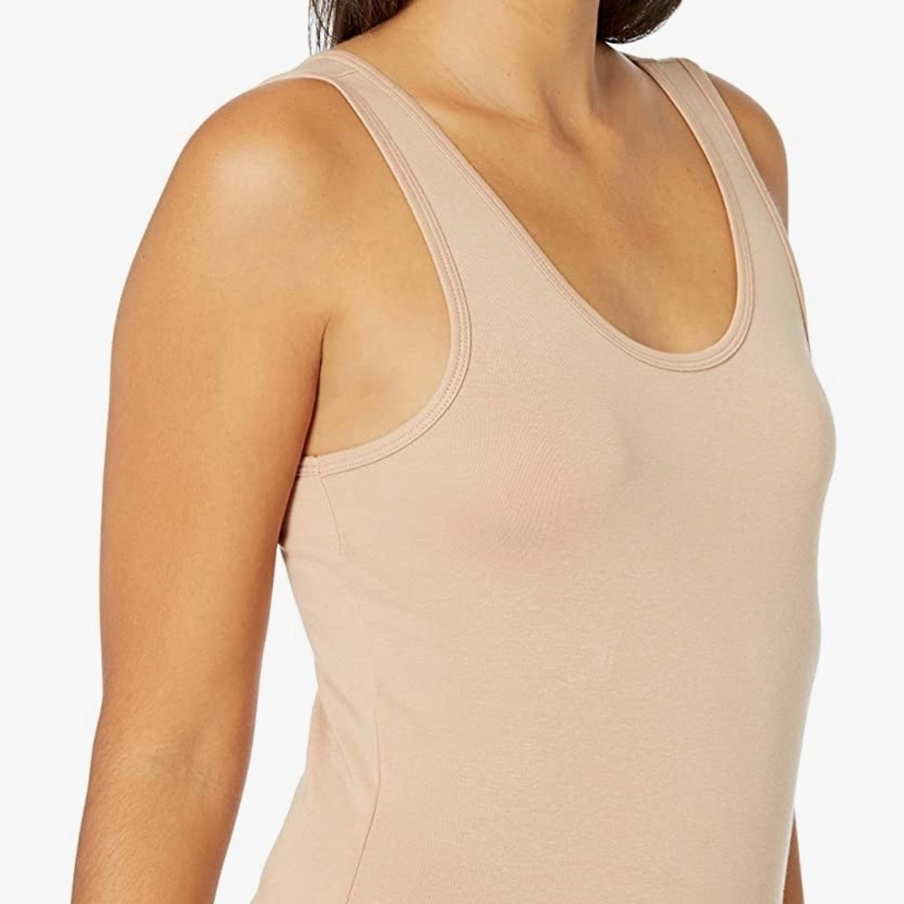 Slim Fit Scoop Neck Tank-beige - Picture 3 of 10